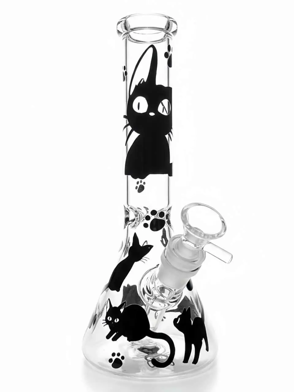 10" Midnight Black Cat Minimal Beaker Glass Bong