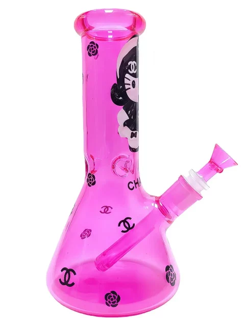 10″ Neon Hepburn Hello Kitty Chanel Look Beaker Glass Bong 10" Neon Hepburn Hello Kitty Chanel Look Beaker Glass Bong