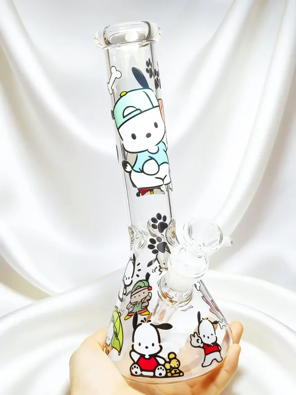 10″ Playful Pochacco Beaker Glass Bong 10" Playful Pochacco Beaker Glass Bong