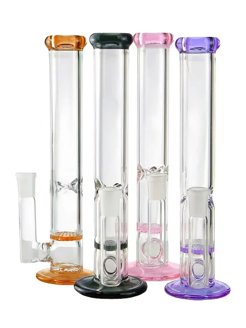 10” Straight Tube Glass Bong with Honeycomb Perc