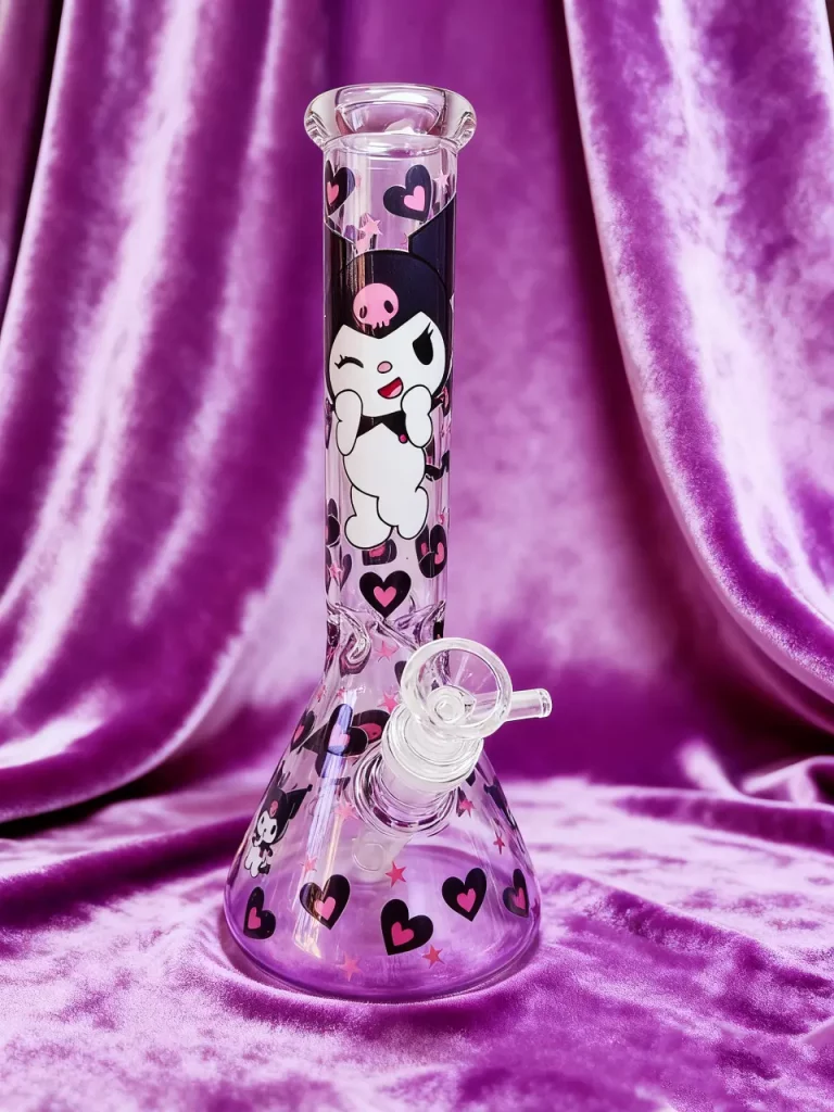10" Sweet Pink Kuromi Heart Beaker Glass Bong