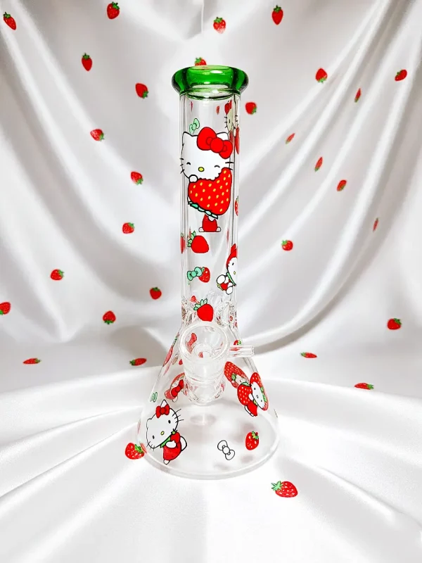 10" Sweet Strawberry Hello Kitty Beaker Glass Bong