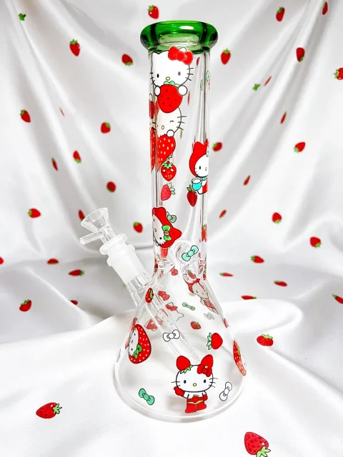 10″ Sweet Strawberry Hello Kitty Beaker Glass Bong 10" Sweet Strawberry Hello Kitty Beaker Glass Bong