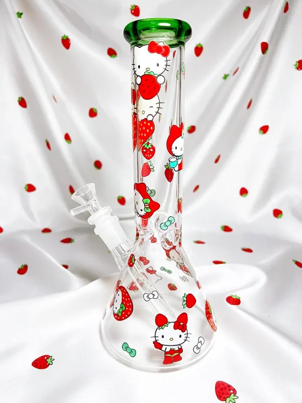 10" Sweet Strawberry Hello Kitty Beaker Glass Bong