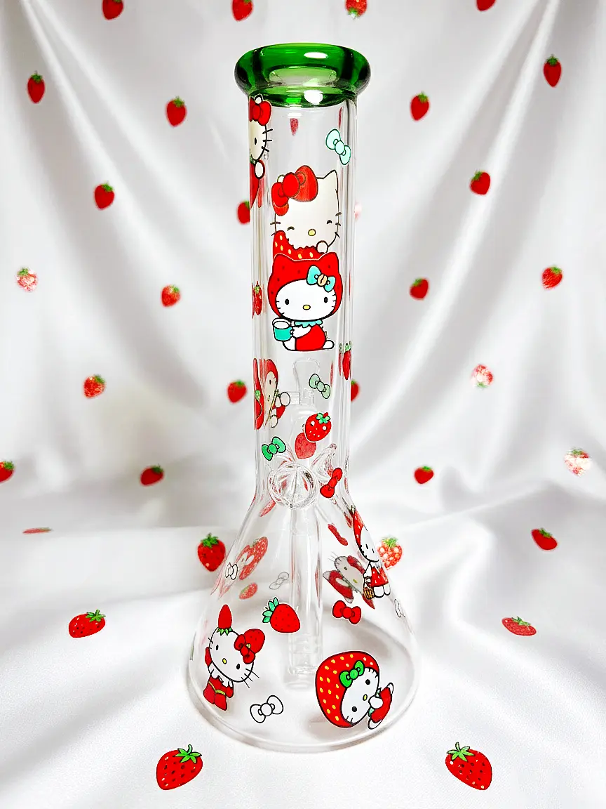 10" Sweet Strawberry Hello Kitty Beaker Glass Bong