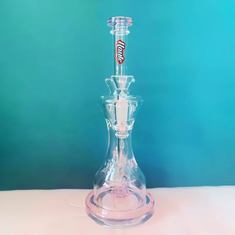10" Swiss Perc Glass Bong with Artistic Hourglass Chamber