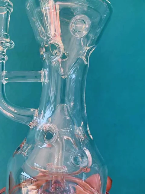10" Swiss Perc Glass Bong with Artistic Hourglass Chamber