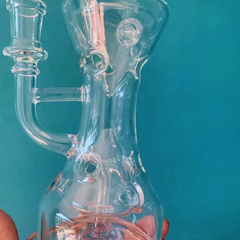 10" Swiss Perc Glass Bong with Artistic Hourglass Chamber