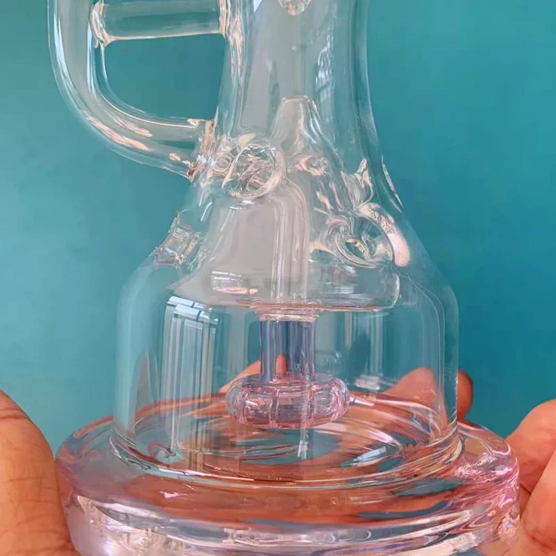 10" Swiss Perc Glass Bong with Artistic Hourglass Chamber