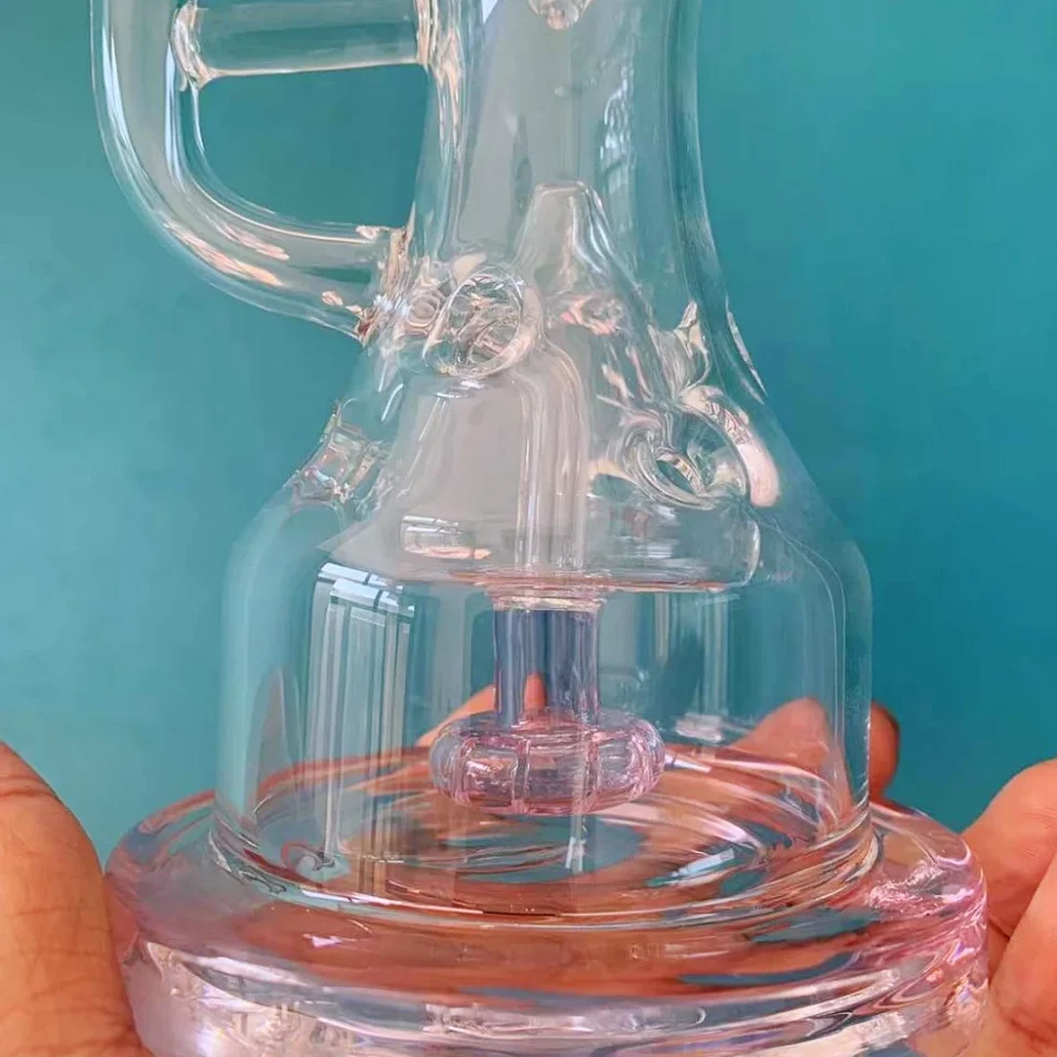10" Swiss Perc Glass Bong with Artistic Hourglass Chamber