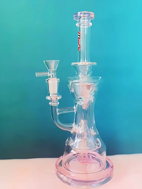 10" Swiss Perc Glass Bong with Artistic Hourglass Chamber
