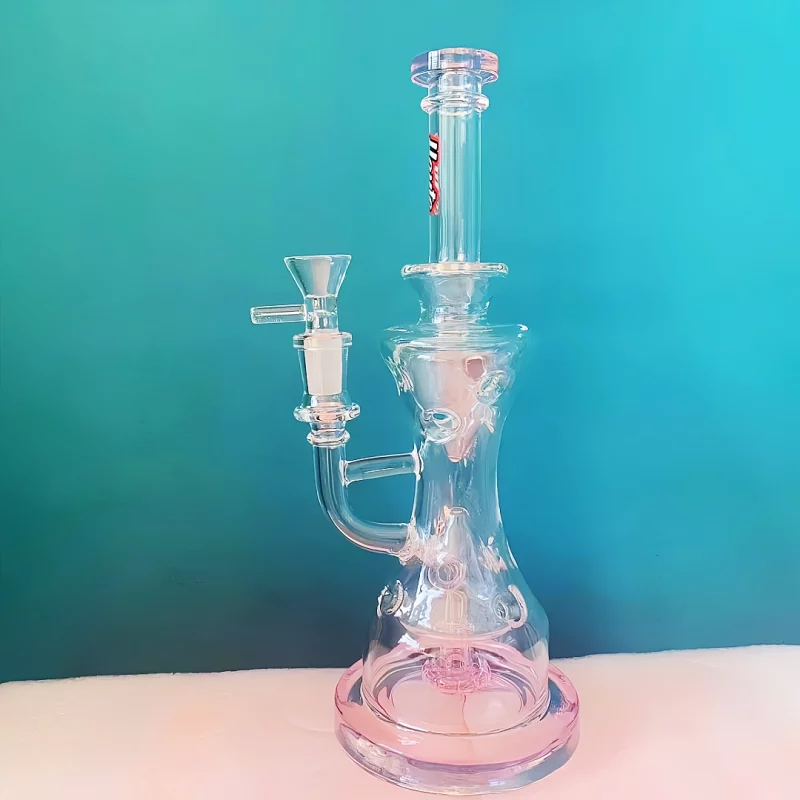 10" Swiss Perc Glass Bong with Artistic Hourglass Chamber