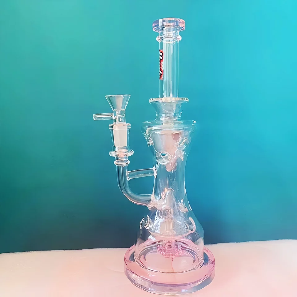 10" Swiss Perc Glass Bong with Artistic Hourglass Chamber