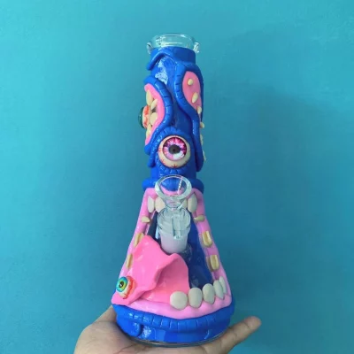 10" The Wild Cyclops Hand-Painted Monster Beaker Bong