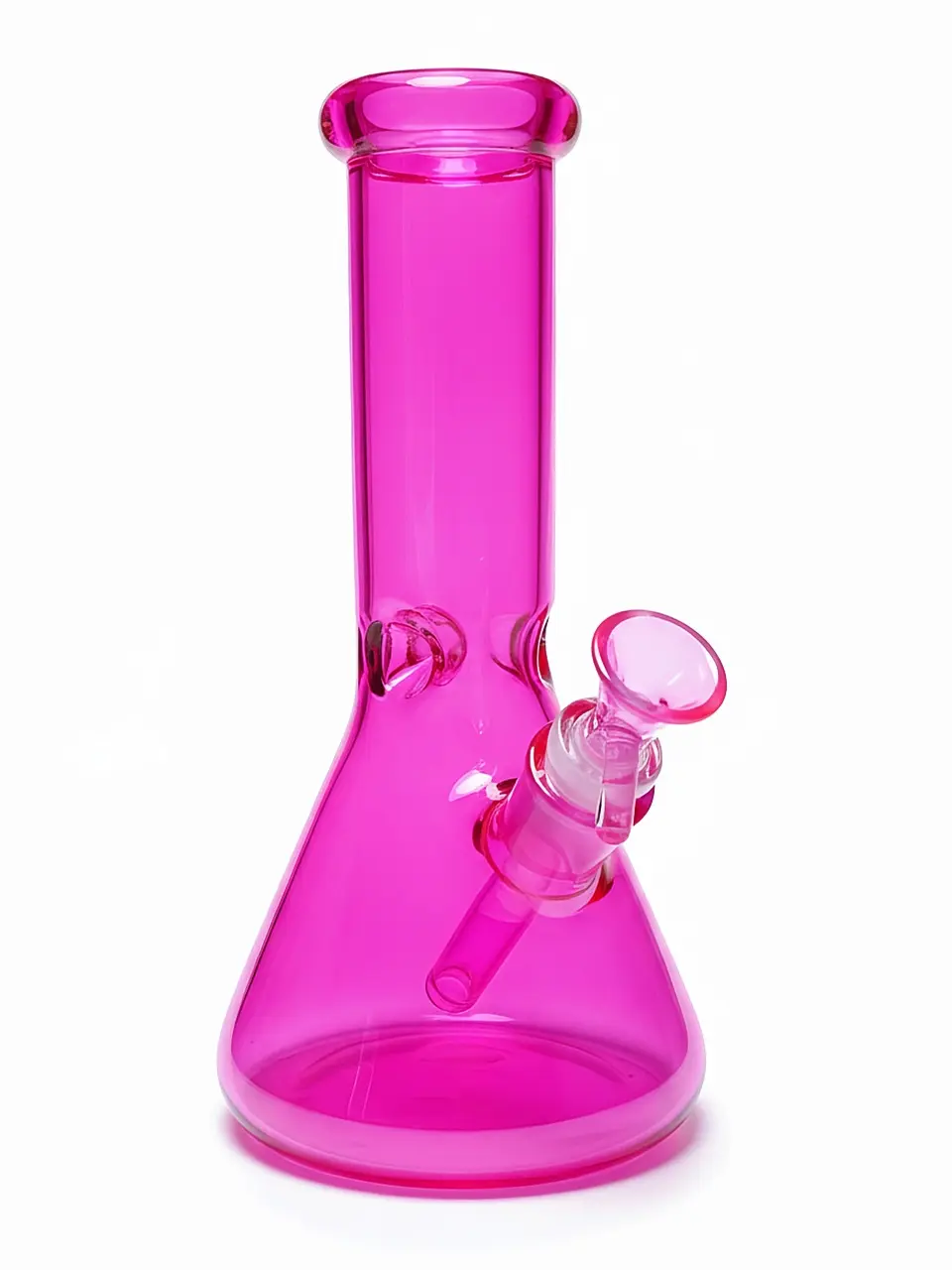 10″ Hot Pink Iridescent Beaker Glass Bong