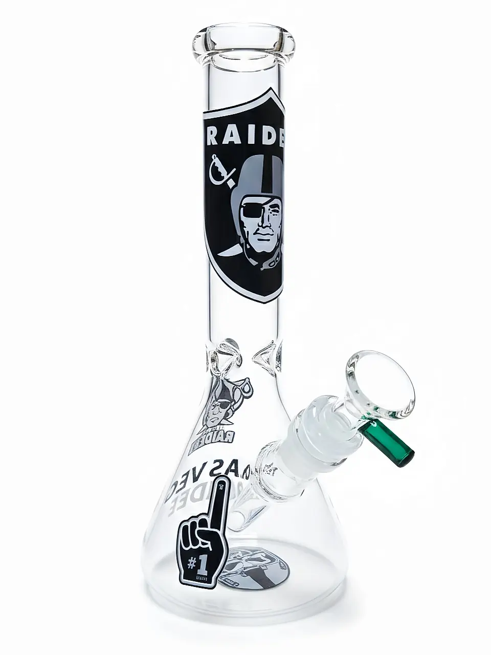 10″ Las Vegas Raiders Pirate Legend Beaker Glass Bong
