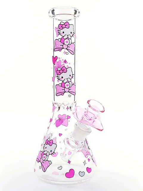 10″ Pink Sakura Hello Kitty Bow Beaker Glass Bong