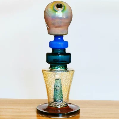 11.5" Hunky Dory Skull Cool Glass Bong Back View