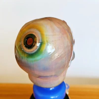The mouthpiece of the 11.5" Hunky Dory Skull Cool Glass Bong