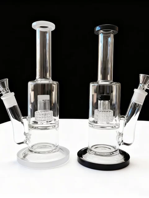 11" Modern Straight Tube Glass Bong with Matrix Perc