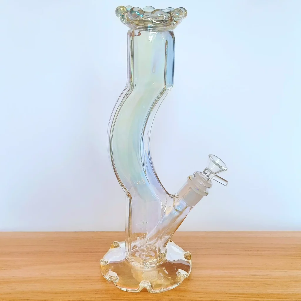 12" Artistic Curve Glass Bong | Pretty Iridescent Translucent