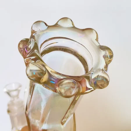 mouthpiece of 12" Artistic Curve Glass Bong | Pretty Iridescent Translucent