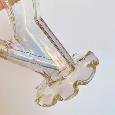 Base of 12" Artistic Curve Glass Bong | Pretty Iridescent Translucent