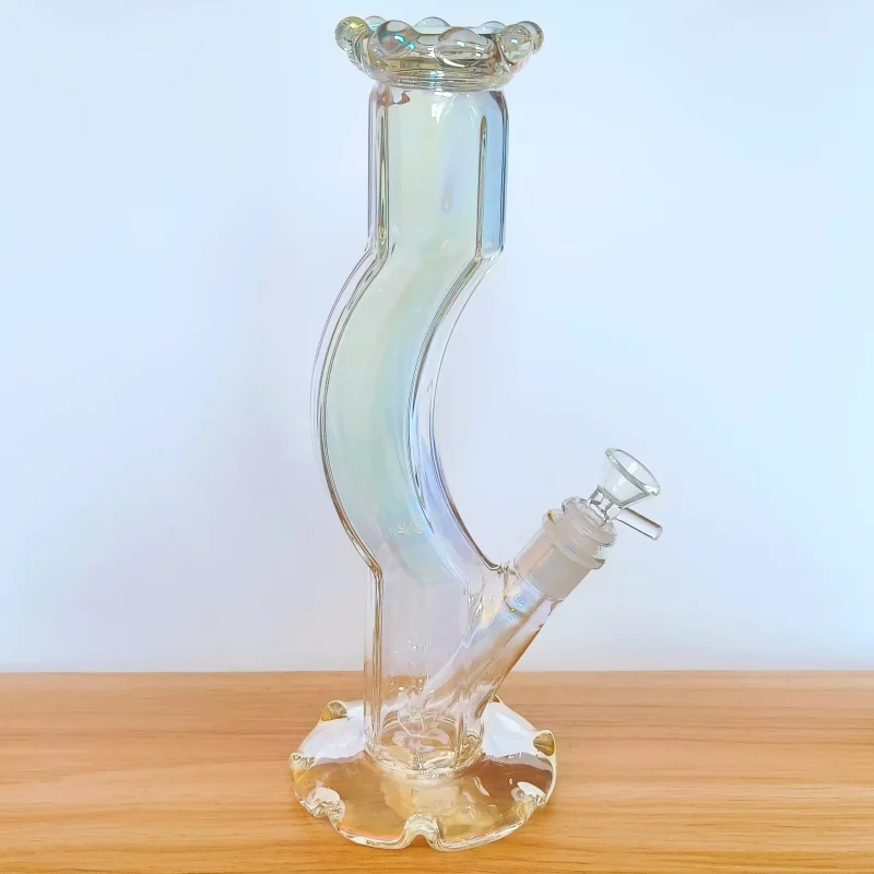 12" Artistic Curve Glass Bong | Pretty Iridescent Translucent