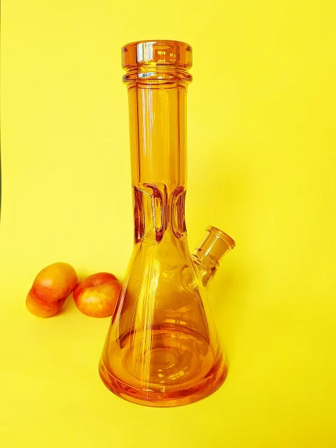 12" Iridescent Glass Beaker Bong | Dazzling Orange Finish