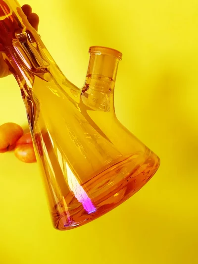 12" Iridescent Glass Beaker Bong | Dazzling Orange Finish