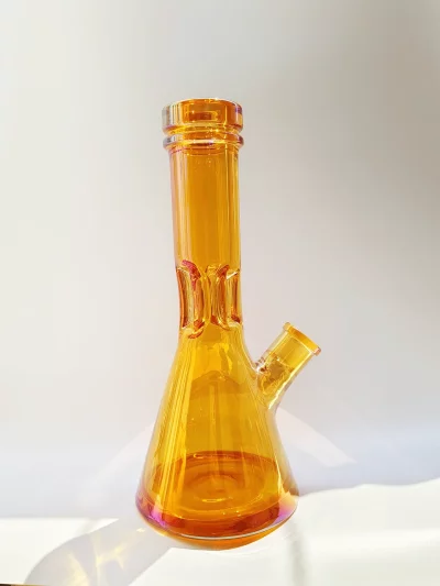 12" Iridescent Glass Beaker Bong | Dazzling Orange Finish