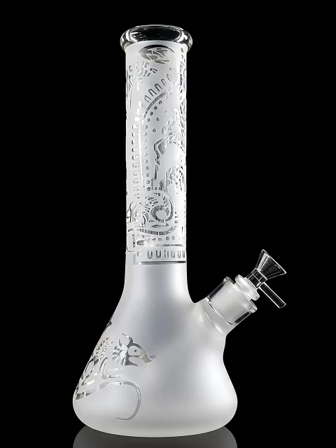 12" Toke Tech Sandblasted 9mm Thick Glass Beaker Bong