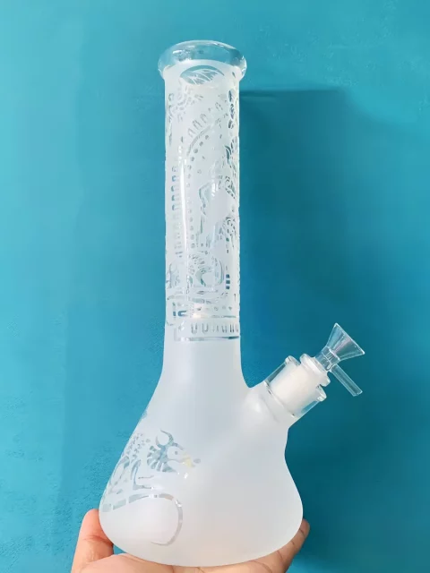 12" Toke Tech Sandblasted 9mm Thick Glass Beaker Bong