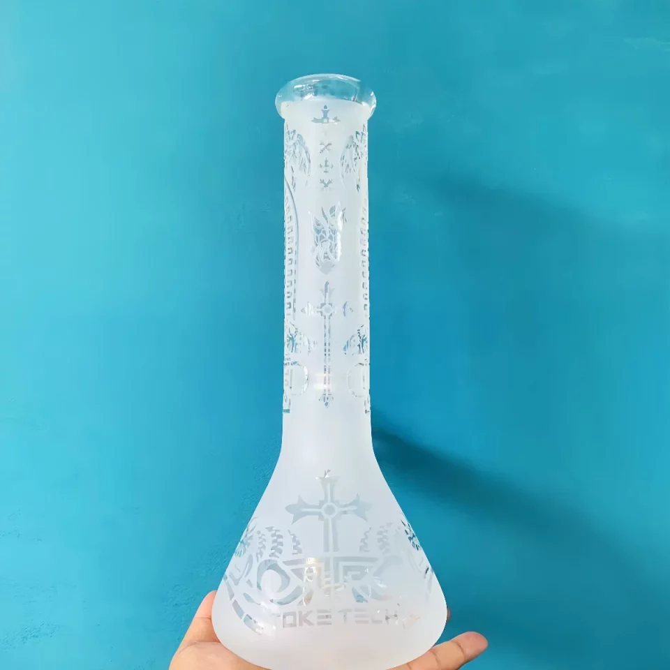 12" Toke Tech Sandblasted 9mm Thick Glass Beaker Bong