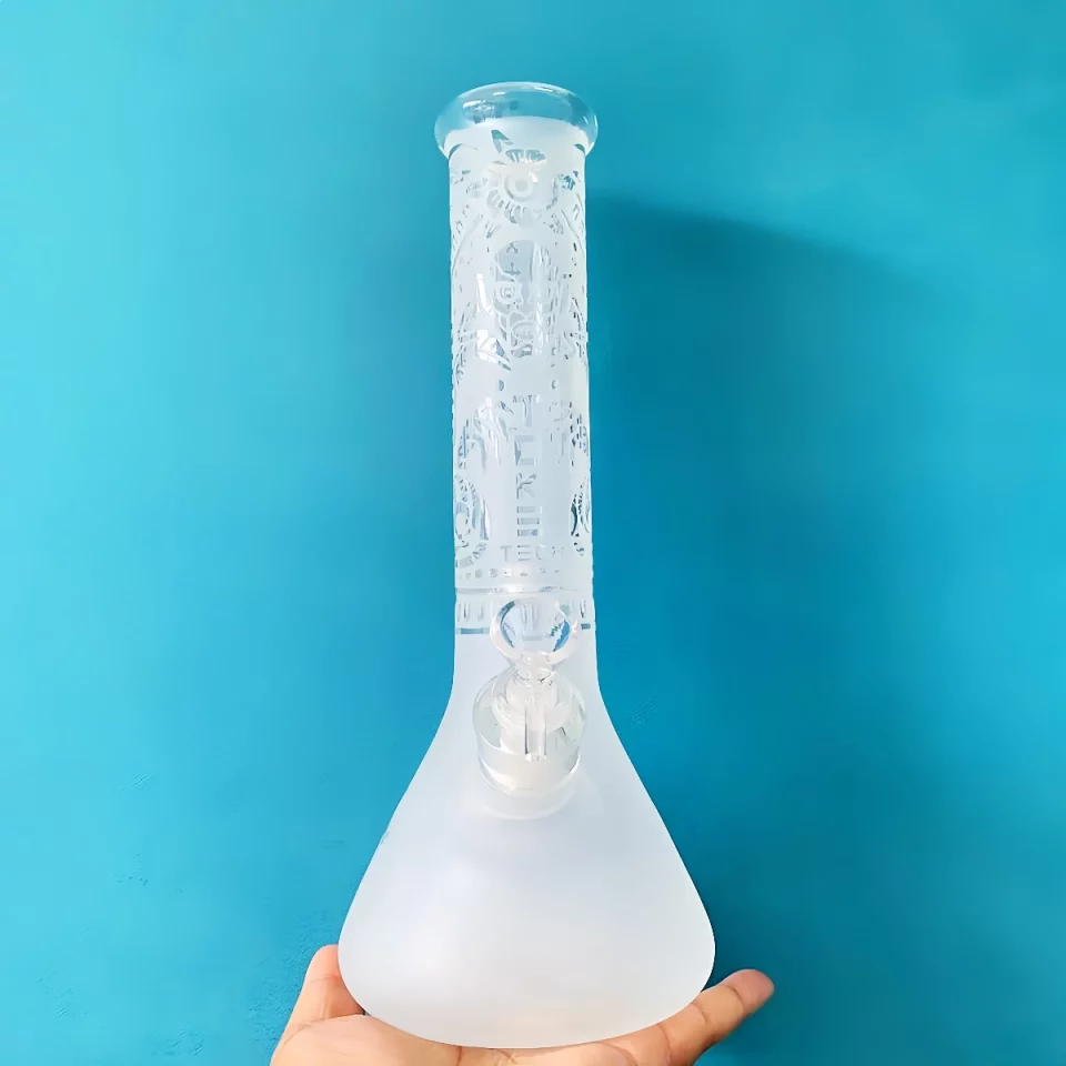 12" Toke Tech Sandblasted 9mm Thick Glass Beaker Bong