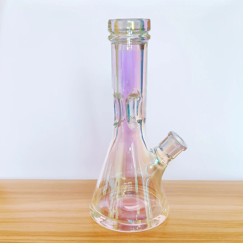 12" Transparent Iridescent Beaker Bong | Dazzling Rainbow Glow | 9mm