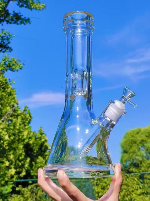 12 clear beaker bong 9mm extra thick unbreakable left side view