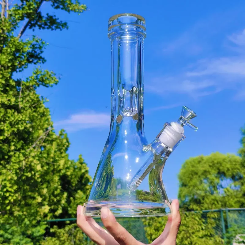 12 clear beaker bong 9mm extra thick unbreakable left side view