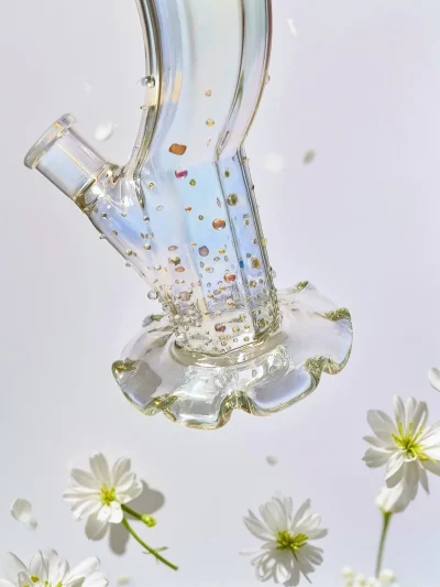 12" Glitter Curve Bong | Mermaid Beads Bling & Iridescent Shine