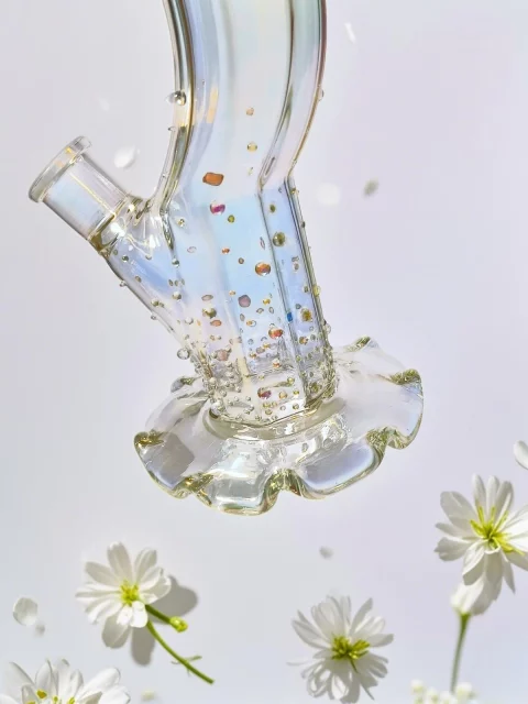 12" Glitter Curve Bong | Mermaid Beads Bling & Iridescent Shine