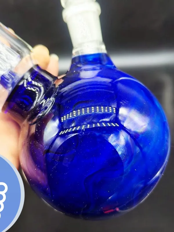 12″ Bubble Base Blue Glass Bong Tree Perc