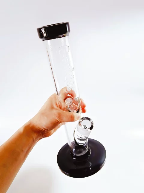 13" Cookies Glass Straight Tube Bong | Black & Clear