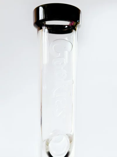 13" Cookies Glass Straight Tube Bong | Black & Clear