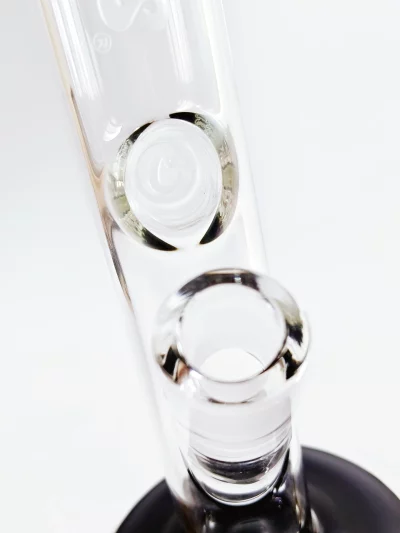 13" Cookies Glass Straight Tube Bong | Black & Clear