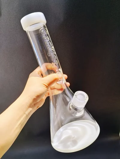13" Cookies Glass Beaker Bong | White & Clear - Image 2