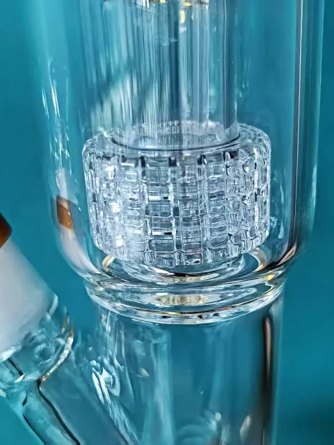 13″ Straight Tube Glass Bong Matrix Perc | Amber Accent 13″ Straight Tube Glass Bong Matrix Perc | Amber Accent