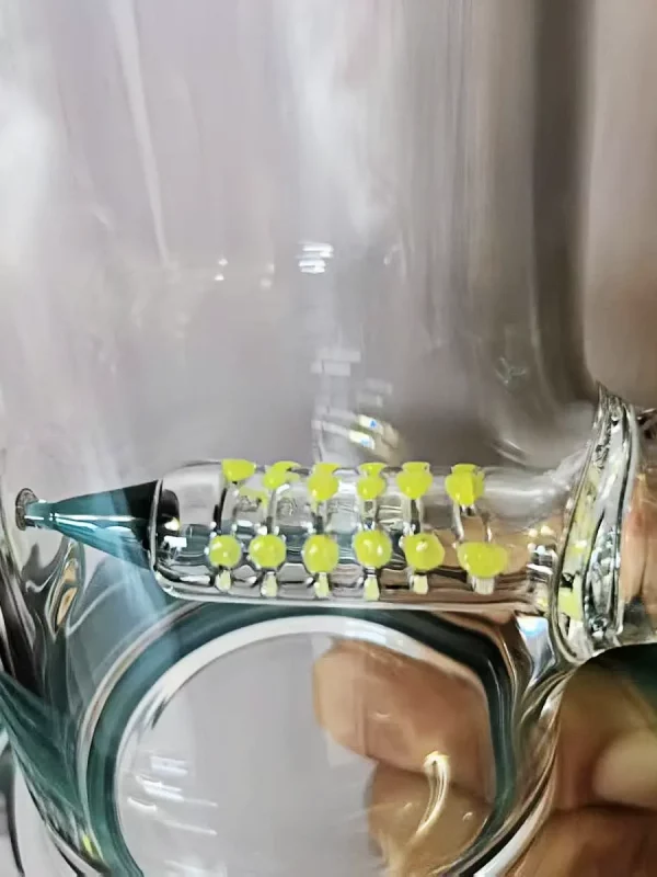 13″ Teal Straight Tube Bong with Inline & Disc Percs