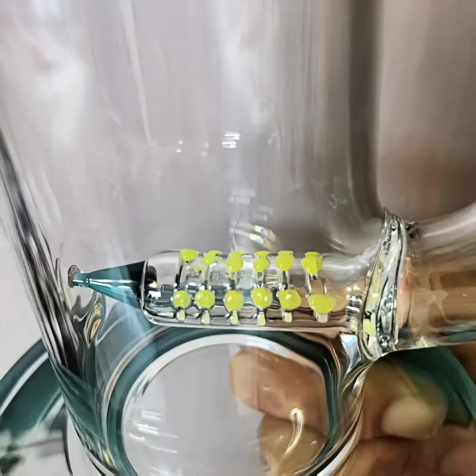 13″ Teal Straight Tube Bong with Inline & Disc Percs