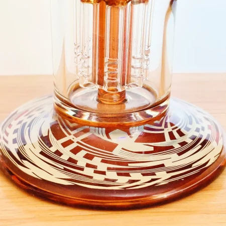 14.5" Dual-Tree Perc Bong with Amber Glass | Fumed Silver