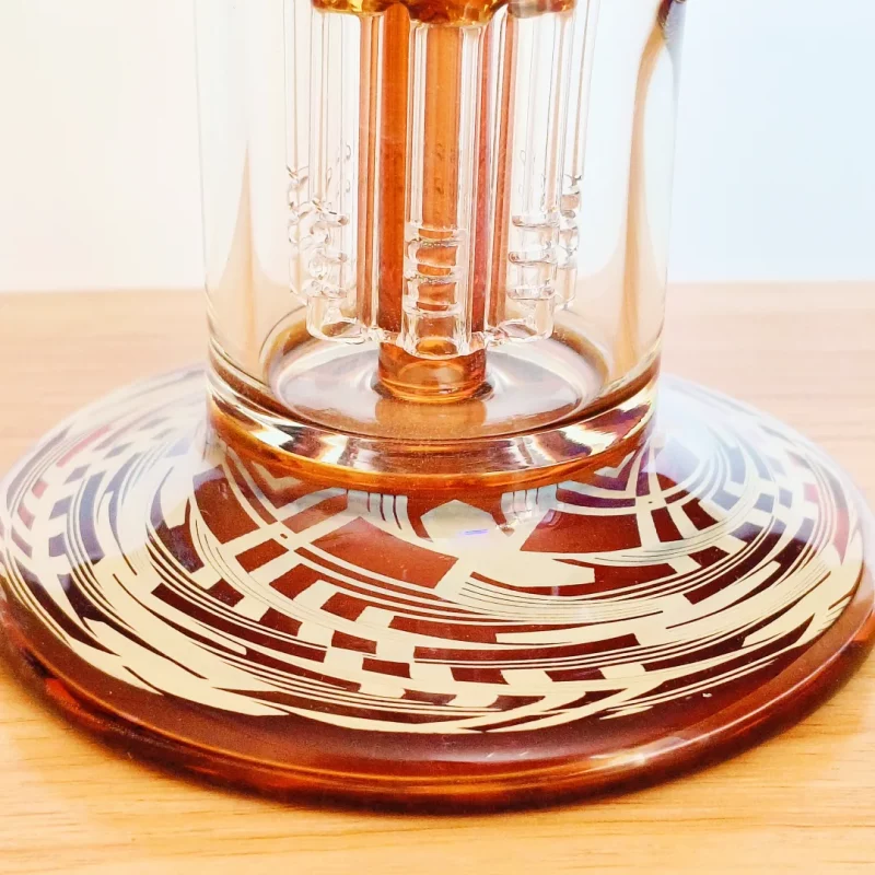 14.5" Dual-Tree Perc Bong with Amber Glass | Fumed Silver